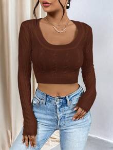 Firerie Pulover scurt cu guler rotund, bluze cu mânecă lungă, toamnă/iarnă