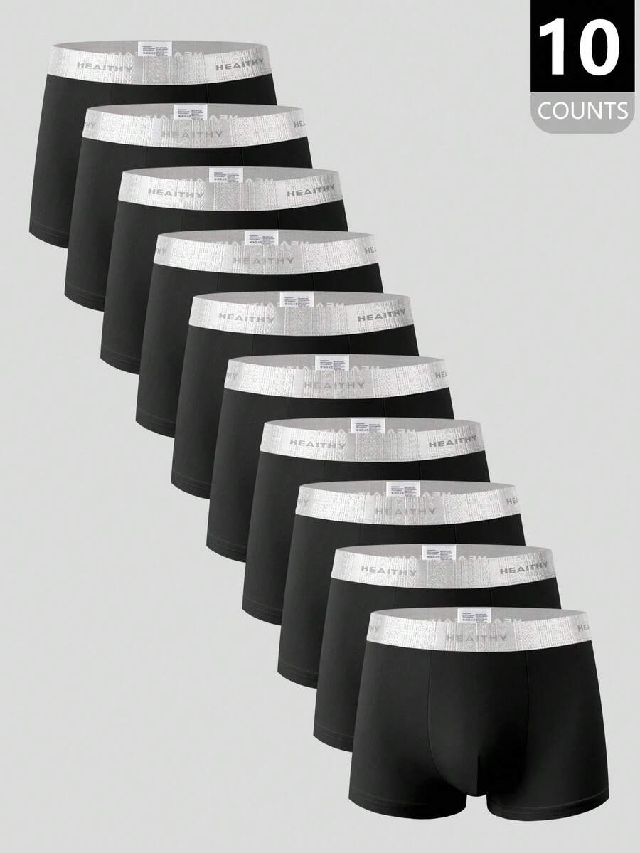 Manfinity Underwear&Sleepwear Basics 10pcs/Pack Men's Comfortable Soft Breathable Letter Waistband Briefs - Multicolor - View 1