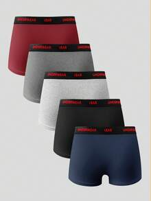 EasyFave 5pcs/Pack Men's Comfortable Stretchy Boxer Briefs - Multicolor - View 2