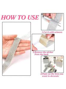 1 Cuộn ruy băng đính đá trang trí DIY, thích hợp để trang trí hộp quà, quà tặng. - trắng - Xem 4