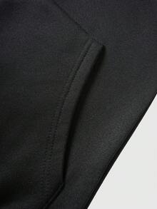 ROMWE MEN Goth 男士水钻装饰仿毛领连帽拉链长袖卫衣 - 黑色 - 查看 7