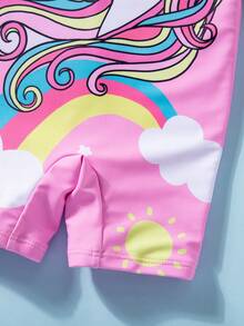 SHEIN Baby Girls Unicorn Print Swimsuit For Beach & Pool - Multicolor - View 6