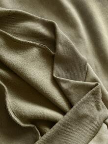 Franclia Women's Elegant Lace Trim Patchwork Sweatshirt - Army Green - View 7