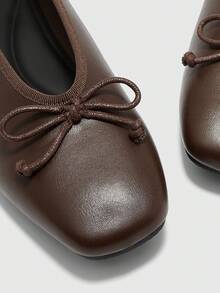 CUCCOO BIZCHIC Giày bệt mũi vuông đính nơ trang trí thường ngày cho nữ - màu nâu - Xem 7