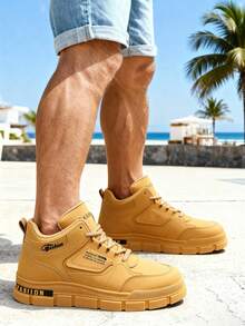 Botas Vaqueras de Hombre Altas (Botas de Hombre), Botas de Senderismo para Hombre, Zapatos para Hombre de Punta Redonda Altas: Suela antideslizante ligera y cómoda, cosida doble para durabilidad extra (evita desgaste prematuro). Estilo casual para actividades outdoor (senderismo, camping) y uso diario, adapta a terrenos (montañas, camino de tierra). Opciones: Botas para Mujer y Tenis para Mujer para outdoor y cotidianas - Caqui - Ver 4