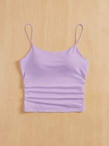 SHEIN Essnce Women Tight-Fitting Round Neck Chest Pad Breathable Summer All-Match Camisole Women Tops Bra Free Top Y2k - Mauve Purple - View 3