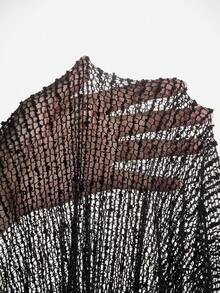 Oceva Damen Jumpsuit mit Pailletten, Raffung und Schlitz-Ärmeln, schlanke schwarze Partybekleidung - Schwarz - Übersicht 9