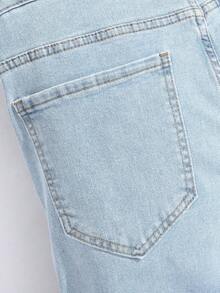 Manfinity Homme Men's Slim Fit Ripped Pocket Casual Denim Jeans Men Ripped Jeansstreetwear Jeans Men Ripped Denim Jeans - Light Wash - View 6