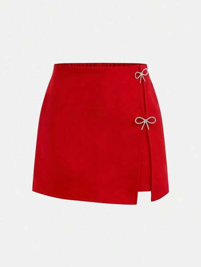 SHEIN Girlism 少女蝴蝶结装饰休闲阔腿裤，百搭且适合任何场合