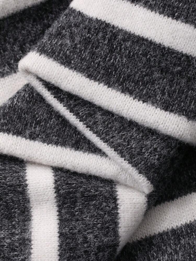 Women's Crew Neck Brushed Striped Waist Fitted Casual Elegant T-Shirt