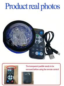 1个USB星空漩涡投影灯，LED波浪涟漪投影灯，7色变换，卧室夜灯投影仪，适用于卧室、客厅、家庭影院、天花板、派对、舞厅氛围营造，USB供电，带遥控器 - 彩色 - 查看 14