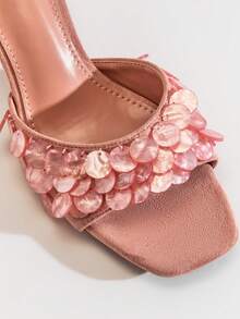 SHUZIA Ladies Waverly Shell Kitten Heel Mule Sandals Valentine's Day Summer Shoes - Coral Pink - View 6