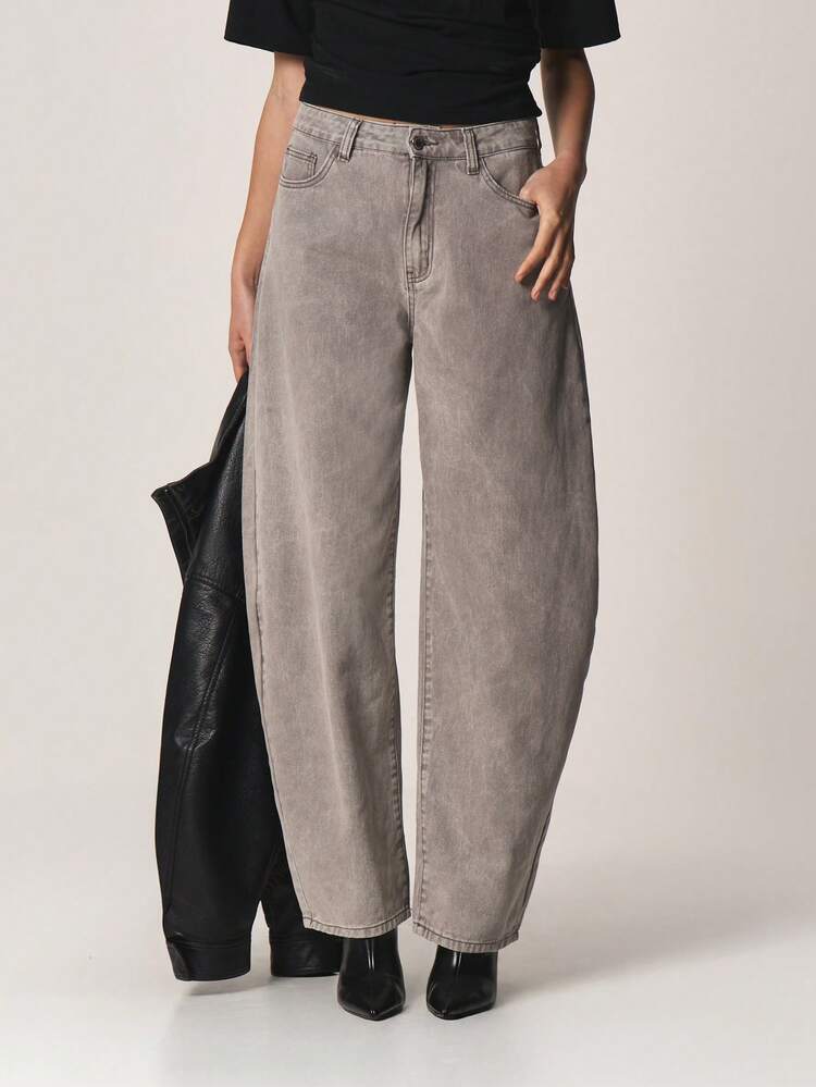 MISSGUIDED Calça Denim Feminina de Cintura Alta, Perna Larga e Solta, Lavagem Vintage, Algodão Casual, Essencial para o Guarda-Roupa de Outono e Inverno