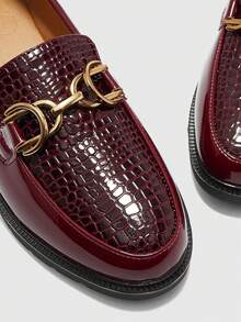 CUCCOO BIZCHIC Slip-On Thick Sole Fashion Versatile Casual British Style Burgundy Loafers, Women Shoes, College Style Oxfords - Burgundy - View 7