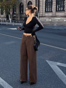 DAZY Women's Casual Washed Flared Leg Jeans - Coffee Brown - View 5