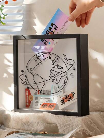 1个木质多功能收纳相框，简约优雅设计，多种颜色可选，可收纳火车票、音乐会门票、电影票等，是旅行纪念品、生日礼物、家居装饰、办公室展示的理想之选，创意收藏盒，记忆相框，送礼佳品。