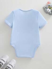 TOM & JERRY X SHEIN 女婴卡通图案圆领短袖连体衣 - 藍白色 - 查看 2