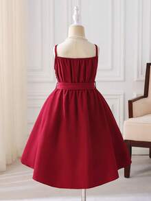 Glamorique Kids Rochie de petrecere elegantă și plină de farmec, cu paiete roșii și bretele spaghete, pentru fete tinere - Burgundia - Vizualizare 2