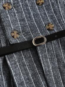 Firerie Kids 少女春夏新款通勤休闲灰色条纹翻领双排扣V领连体裤 - 灰色 - 查看 6