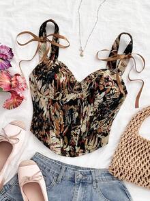 Soleia Áo hai dây không tay kiểu vintage mùa hè cho nữ, áo kiểu boho, áo kiểu boho, áo mùa hè thường ngày, áo mùa hè gợi cảm, áo tắm boho, áo mùa xuân cho nữ, áo đi biển, áo sinh nhật, áo đi chơi, áo crop top thanh lịch, áo kiểu boho, áo in hoa, áo mùa hè, áo ngày lễ tình nhân, áo đi biển, áo cưới, áo sinh nhật, áo đi chơi, áo crop top thanh lịch, áo hoa. - màu nâu - Xem 5