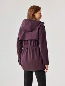 OutZeal 女士防水连帽抽绳腰袋户外冲锋衣日常休闲款 - 中紫紅色 - 查看 8