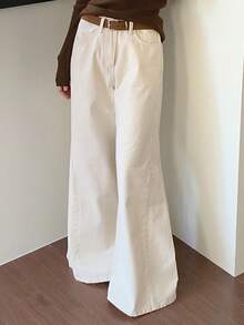 DAZY High Waisted Slimming Loose Wide Leg Jeans, Fashionable Age-Reducing Versatile Maxi Pants For Women - White - View 9