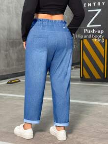 Flexra Plus Size Women Elastic Casual Denim Jeans - Medium Wash - View 2