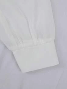 GlowEve Áo sơ mi nữ dáng rộng, cổ nơ, tay dài, kiểu dáng thanh lịch. - trắng - Xem 5