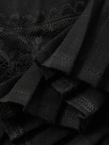 FRIFUL Women's Solid Color Layered Ruffle Hem Commuter Vest And Straight Leg Suit Pants Set - Black - View 7