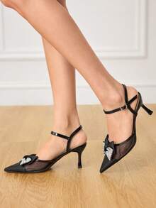 CUCCOO HITCHD Women's Fashionable Elegant Party Rhinestone Bow Decor Pumps - Black - View 5