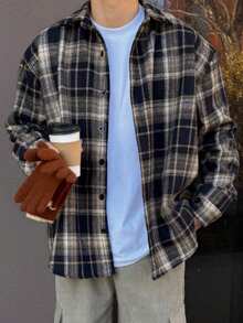 DAZY Plaid Loose Fit Men's Jacket And Coat, Spring/Autumn - Multicolor - View 4