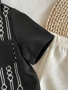 Vintaside Kids Tricou casual versatil cu mânecă scurtă și guler pentru bebeluși băieți, asortat cu pantaloni casual simpli, potrivit pentru ținute zilnice în aer liber și cumpărături, primăvară/vară