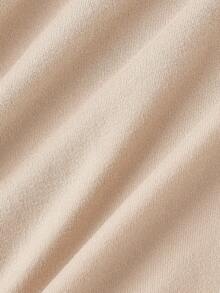 SHEIN MOD 女士金属串珠杏色开衩短袖T恤，夏季时尚，不对称上衣，开衩设计，夏季上衣，复古，老钱风，外出上衣。棕色和米色短袖上衣两件套 - 彩色 - 查看 4