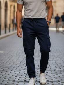 Men's Cargo Pants Navy Blue - Functional And Modern Design With Fit Ideal For Use - Royal Blue - View 1