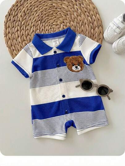 Pelele de manga corta a rayas lindo para bebé recién nacido niño, adecuado para fiesta de cumpleaños, fiesta de noche, actuación, boda, celebración del primer mes, bautizo y baby shower del primer cumpleaños