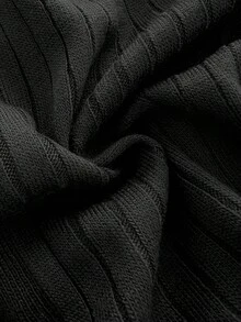 SHEIN Black And White Contrast Trim Button Front Knit Cardigan Soft Fuzzy Long Sleeve Elegant Korean Chic Minimalist Spring Outfit - Black - View 7