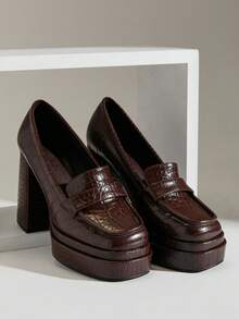 SHUZIA Zapatos de plataforma de estilo británico clásico para mujer, zapatos Oxford de suela gruesa y fácil de poner para la escuela y el trabajo