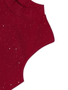 Elenzga Women's Solid Color Fitted Two-Piece Mini Dress - Red - View 4