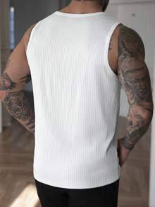 Manfinity CasualCool 男士白色休闲无袖背心，春夏款 - 白色 - 查看 2