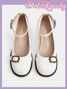 Dola Lovely 女士时尚百搭复古甜美搭扣高跟鞋 - 白色 - 查看 1