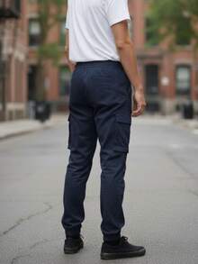 Men's Cargo Pants Navy Blue - Functional And Modern Design With Fit Ideal For Use - Royal Blue - View 2