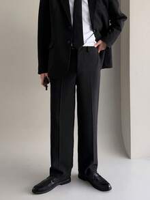 DAZY 男士黑色修身商务西装套装，适合通勤，春秋季穿着 - 黑色 - 查看 3