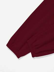 Comfortcana Red Plus Size Women's Thermal Lined Printed Sweatpants, Autumn/Winter - Red - View 10