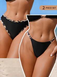 Swim Vcay 女士豹纹印花沙滩性感比基尼泳裤，适合海滩、度假、派对穿着 - 彩色 - 查看 1