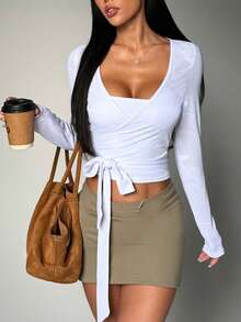 Sovereign Charm 女士裹领长袖运动上衣，迷彩提花面料，适合日常休闲、跑步、瑜伽、健身房、网球、健身、高尔夫、秋冬春季穿着。 - 白色 - 查看 1