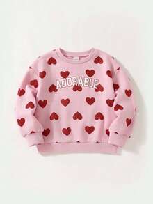 Maija Kids 粉色女童印花宽松圆领休闲卫衣 - 粉色 - 查看 6