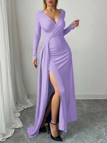 Women Long Dresses - Lilac Purple - View 3