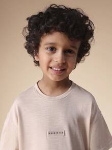 SUMWON Boys Short Sleeve Crew Neck T-Shirt With Back Print Jersey Streetwear Urban Essentials Graphic Tee Regular Fit Casual Top - Apricot - View 5