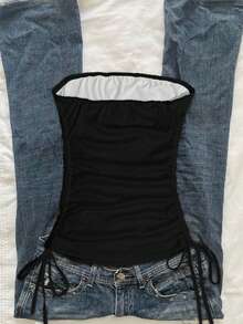 Attitoon Women's Cross Print Fashionable Dark Style Bandeau Top Carnival