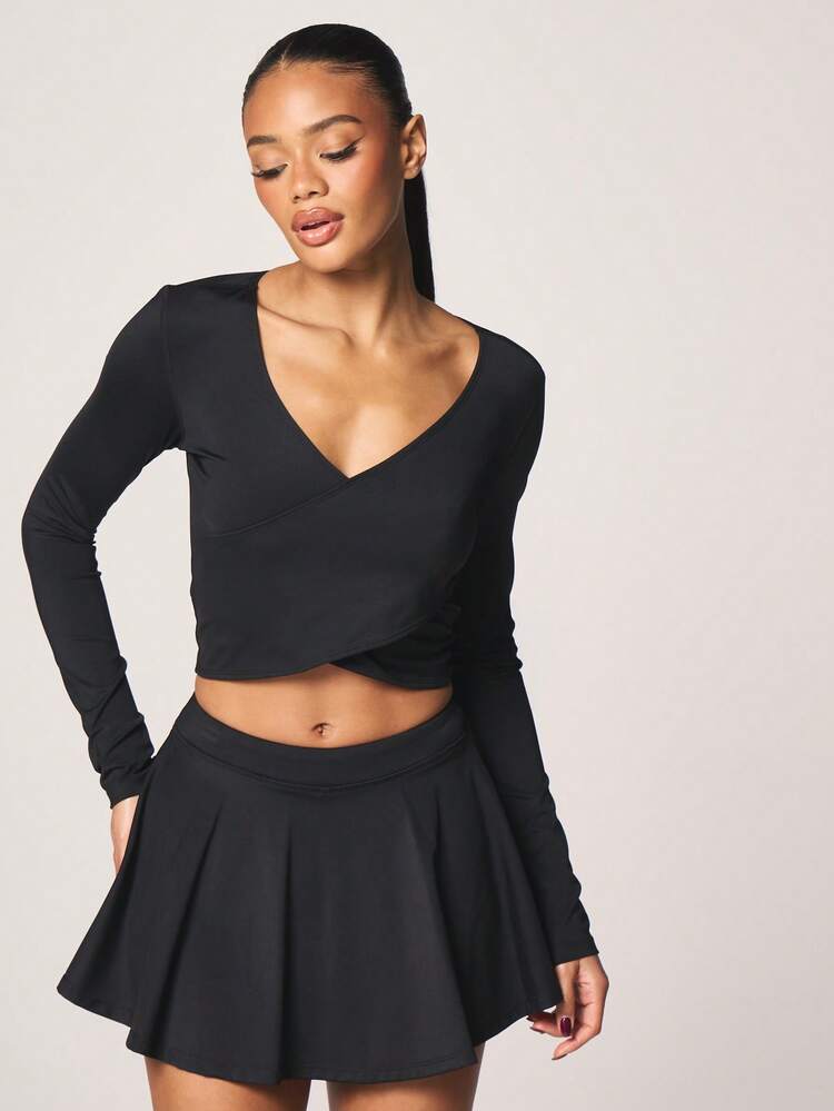 MISSGUIDED Gonna pantalone plissettata in vita alta con pantaloncini interni, adatta per attività fisica e uso casual